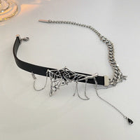 Spider Serpent Black Leather Collar Choker Necklace Punk