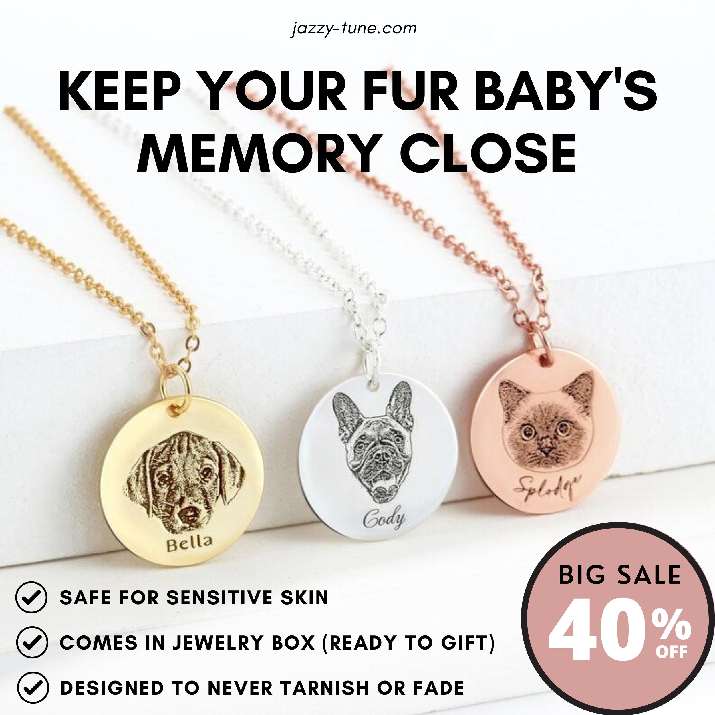 Personalized Cute Pet Photo Disc Pendant Necklace