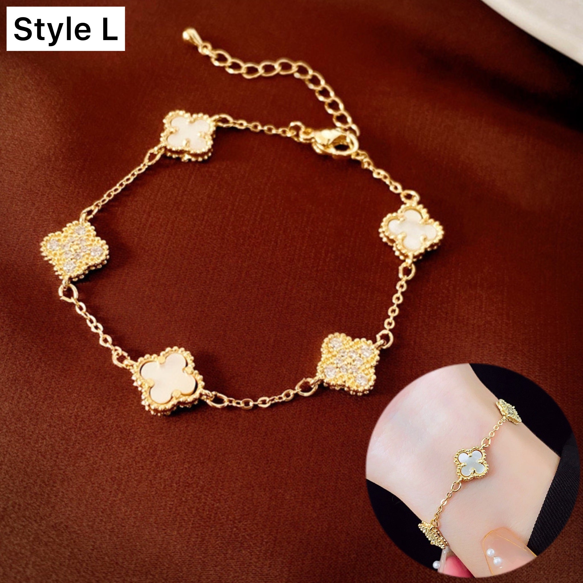 14K Gold Plated Four Leaf Clover Bracelet