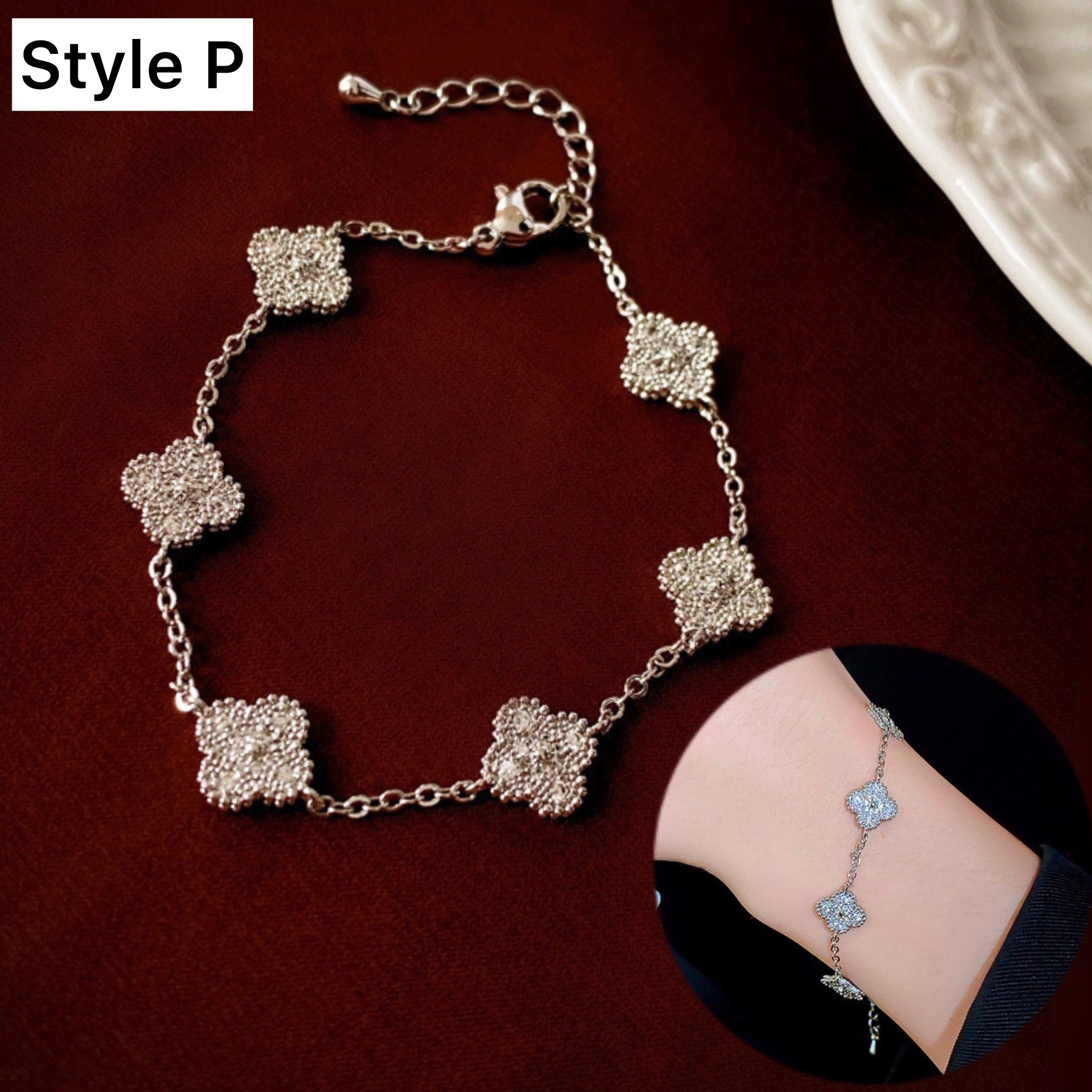 14K Gold Plated Four Leaf Clover Bracelet