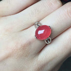 18K Pink Chalcedony Ring, October Birthstone Ring, Pieces Ring