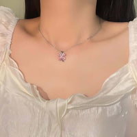 Titanium Four Leaf Clover Pendant Necklace 