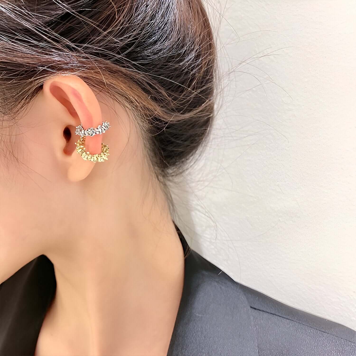 Simple Irregular Cube Beads Ear Cuff Set 