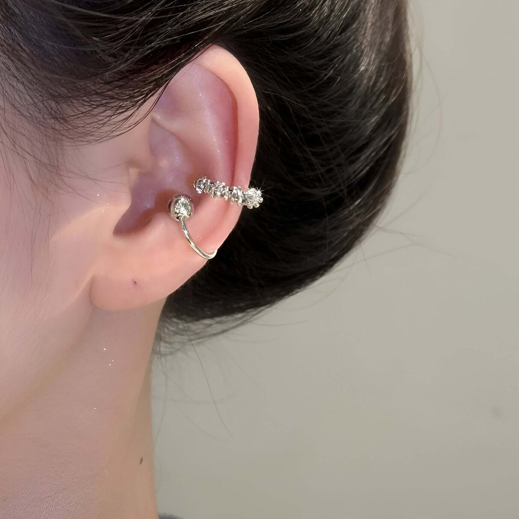 Simple Irregular Cube Beads Ear Cuff Set 