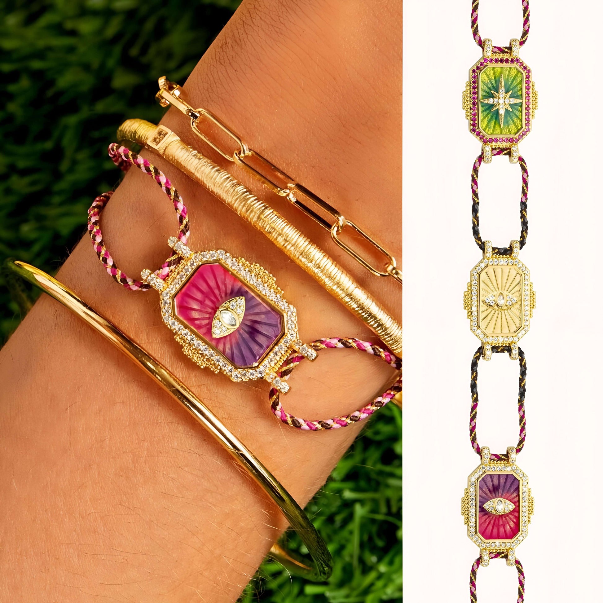 Colorful Tarot Charm Cord Bracelet 