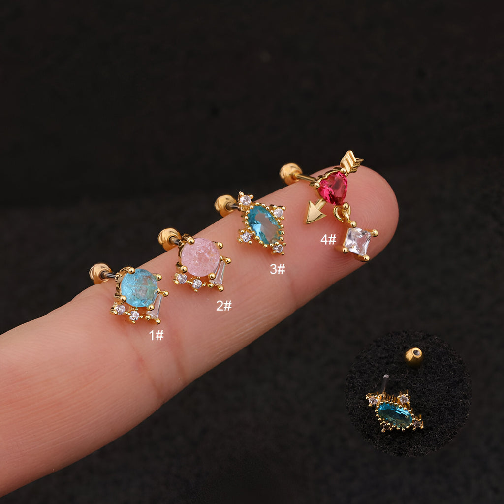 20G Cartilage CZ Arrow Helix Stud Earrings 