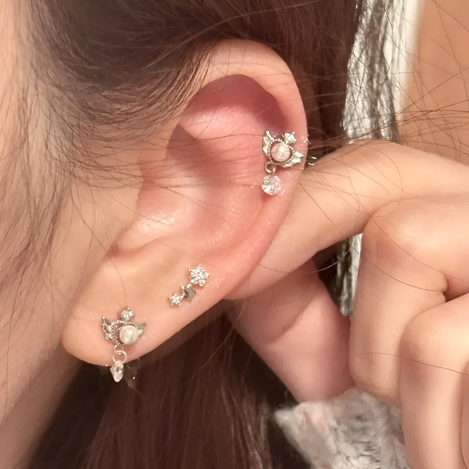 20G Cartilage Tiny Moon Star Tragus Stud