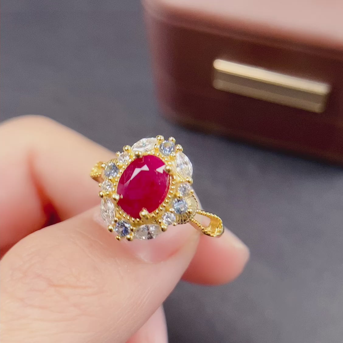 Vintage Filigree Red Ruby Ring