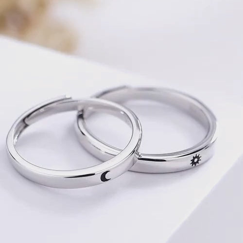 You're my Sun and Moon Silver Couple Rings | E90