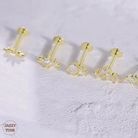 16G Evil Eye Hamsha Flat Back Tragus Daith Earrings | HC021