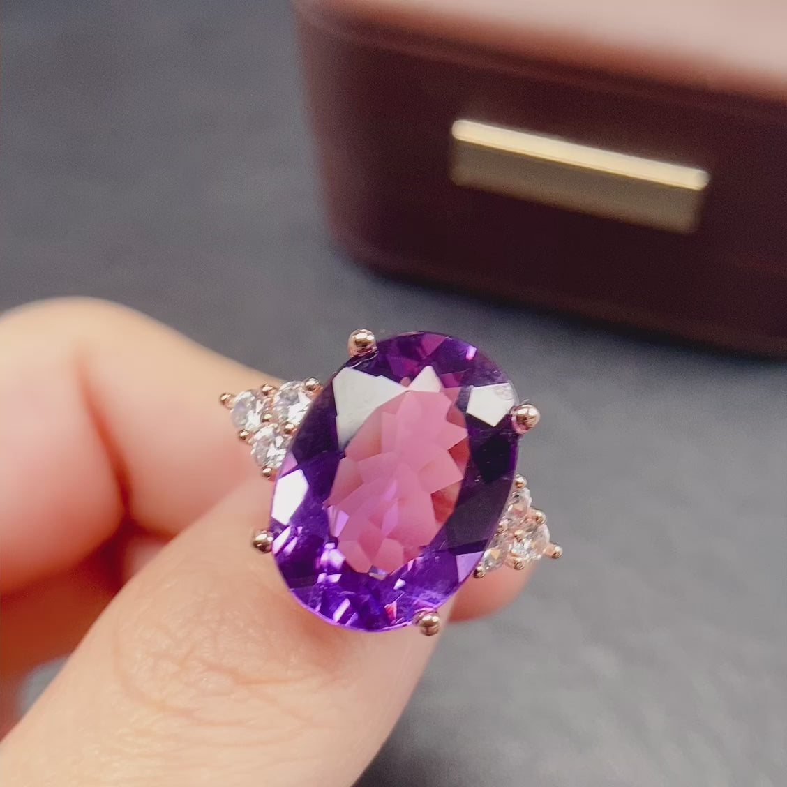 Chunky 6 Stones Amethyst Ring