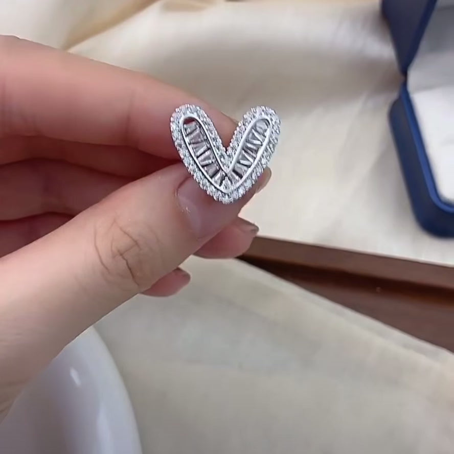 Silver Gold Bezel Heart No Pierced Ear Cuff