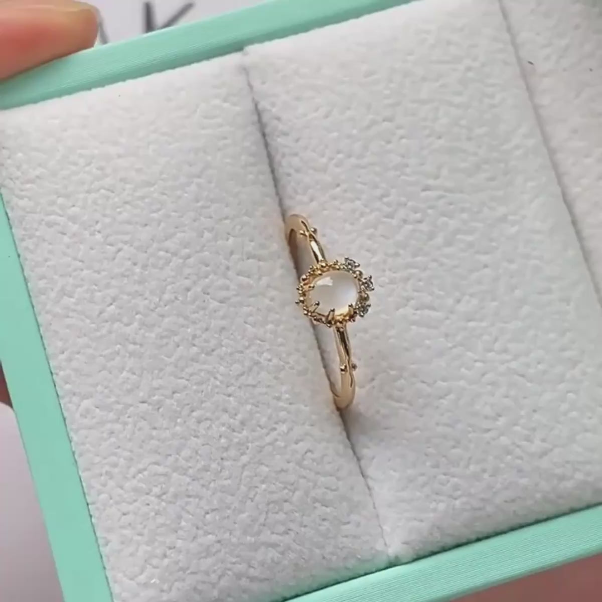 Aurora Moonstone Birthstone Ring
