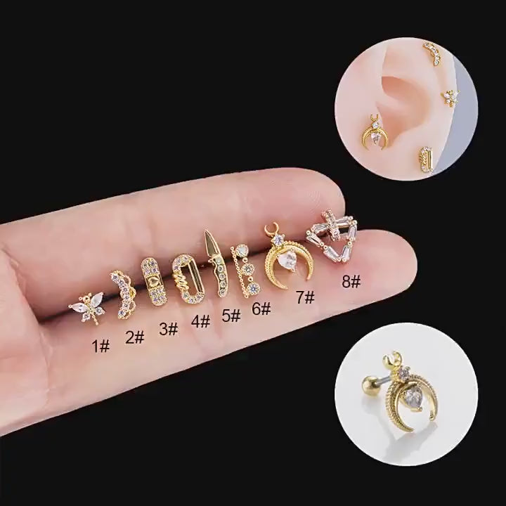 cartilage earrings, piercing jewelry, cartilage piercing, body jewelry, helix piercing, helix earrings, tragus piercing