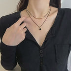 Trendy Black Leather Choker Layering Necklace