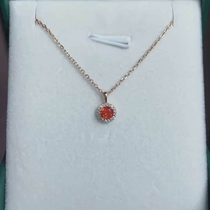 Spessartine Garnet Red Halo Birthstone Pendant & Charm | TB1650