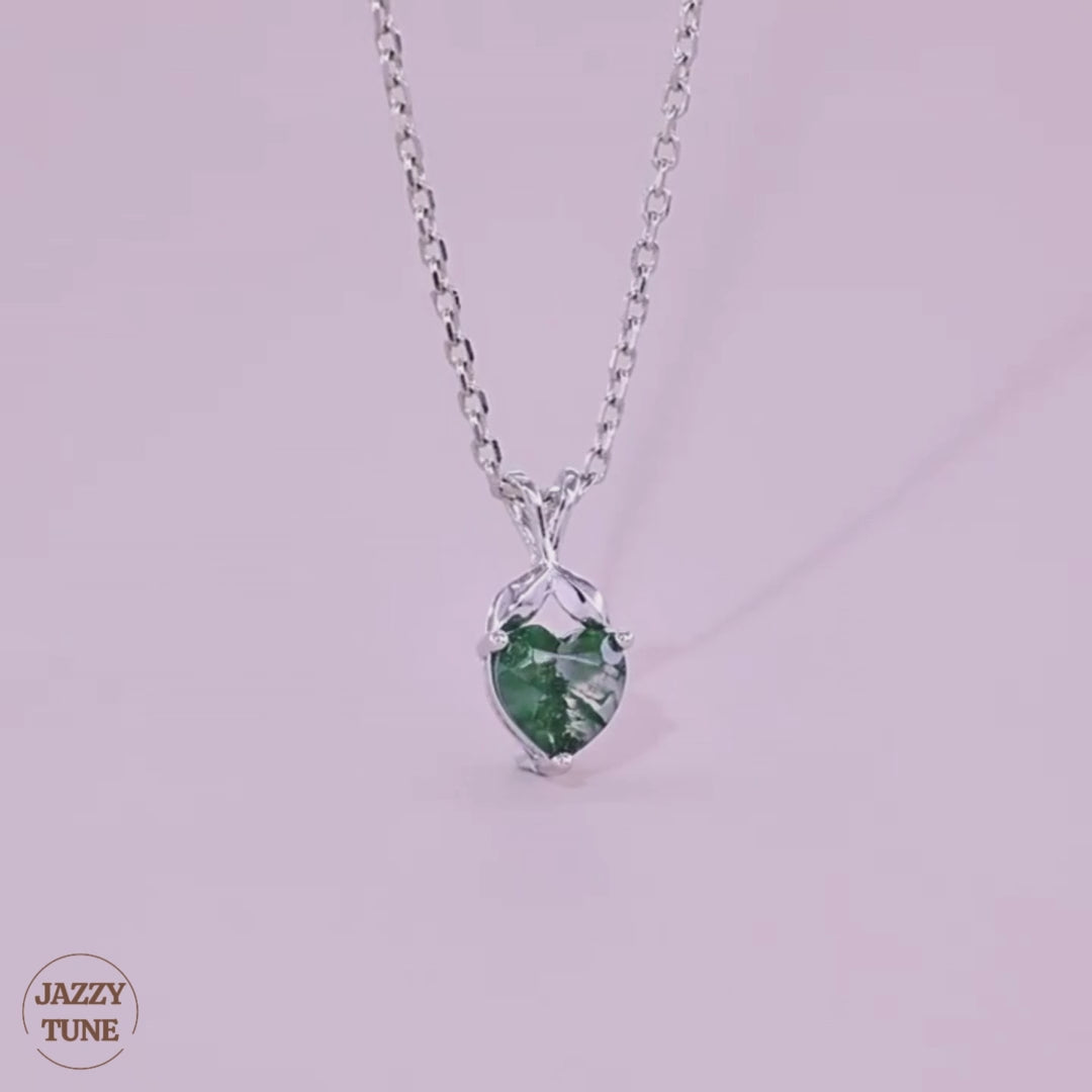 Moss Agate Heart Pendant