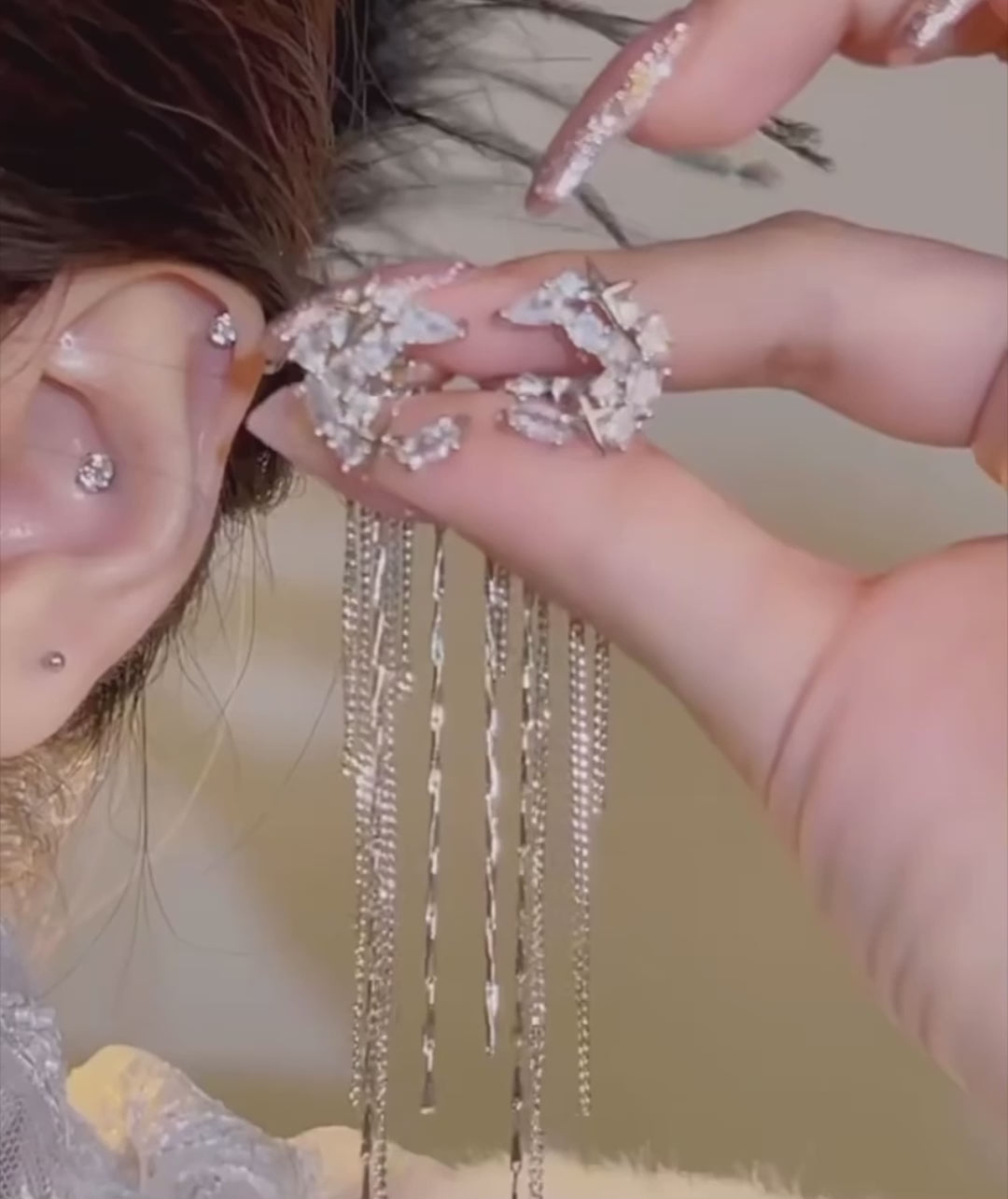 No Piercing Moon Star Tassel Ear Cuffs Ear Clip