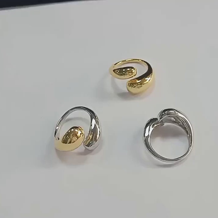 Two Tone Wave Ring Gold Thumb Ring | JDR355