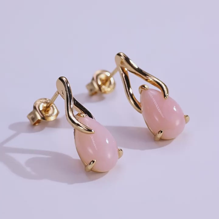 Pink Opal Aura Drop Earrings