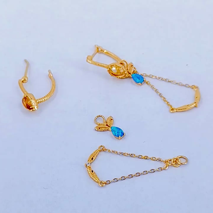 Citrine Black Opal Multi Stone Vintage Earrings | TB1501