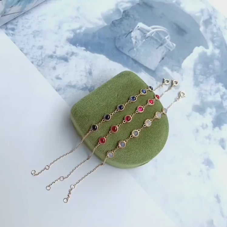 Opal Ruby & Sapphire Chain Bracelet