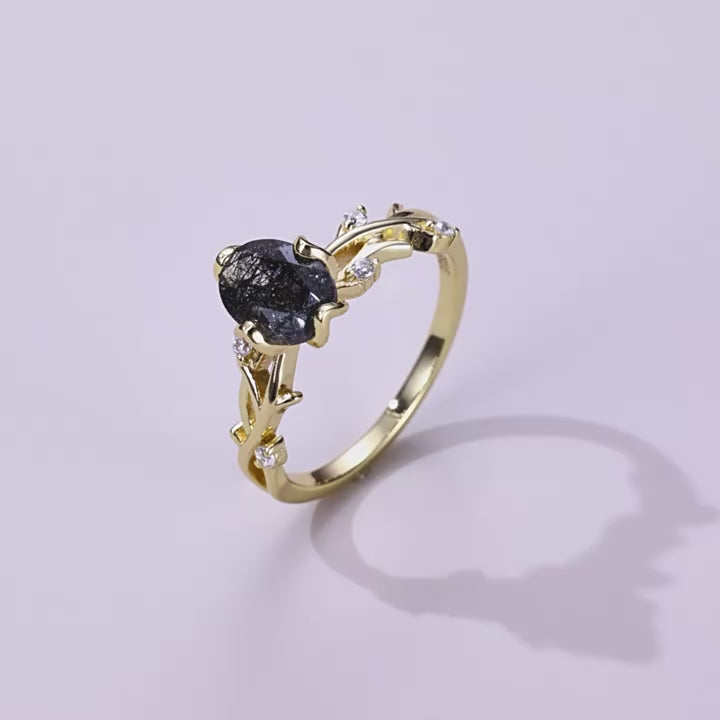 Black Rutile Nature Inspired Ring
