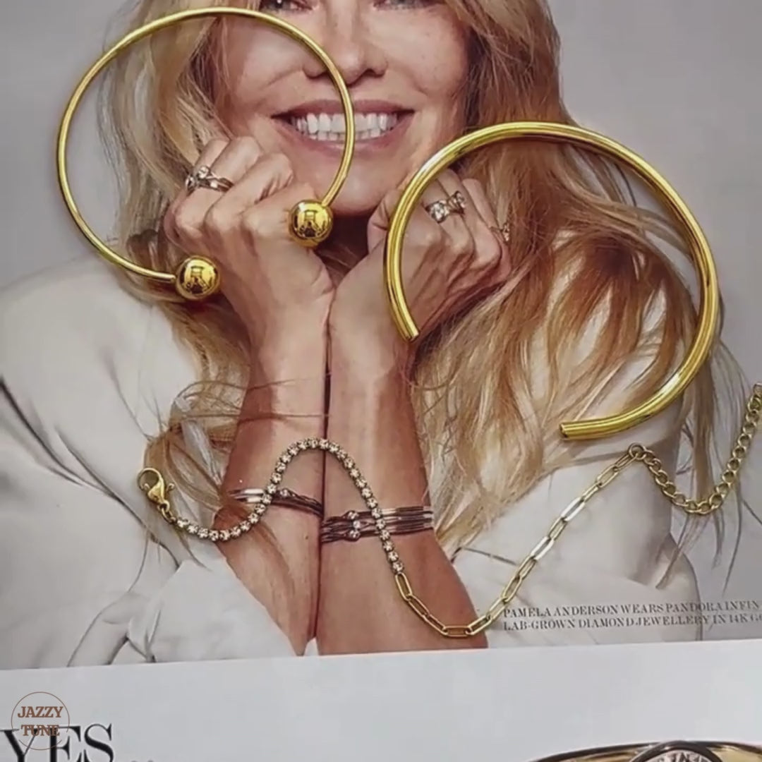 Titanium Cuff Bangle Half Tennis Bracelet Set