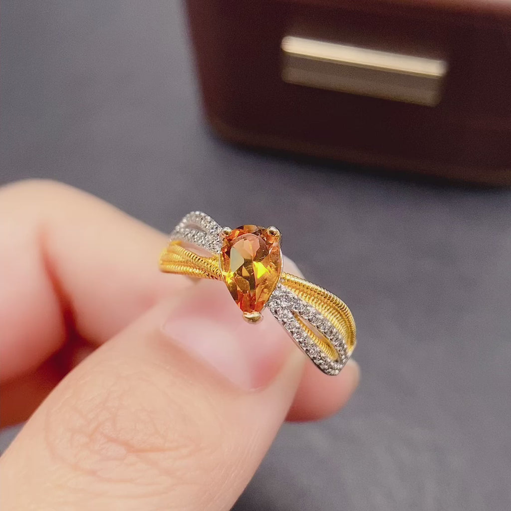 Two Tone Citrine Braided Ring