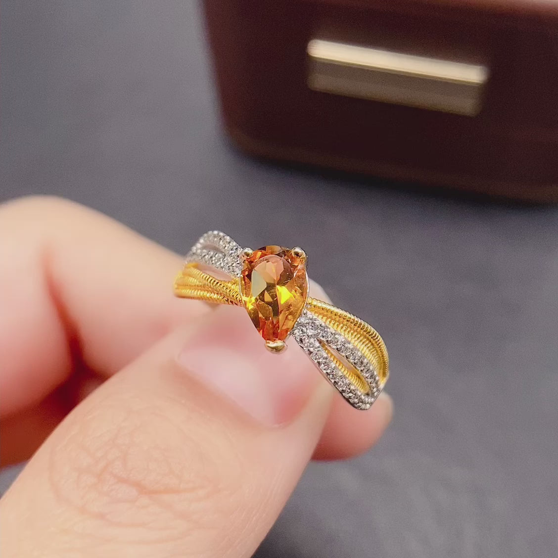 Two Tone Citrine Braided Ring