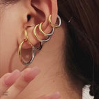 Duo Tones Basic Plain Thin Hoop Earrings