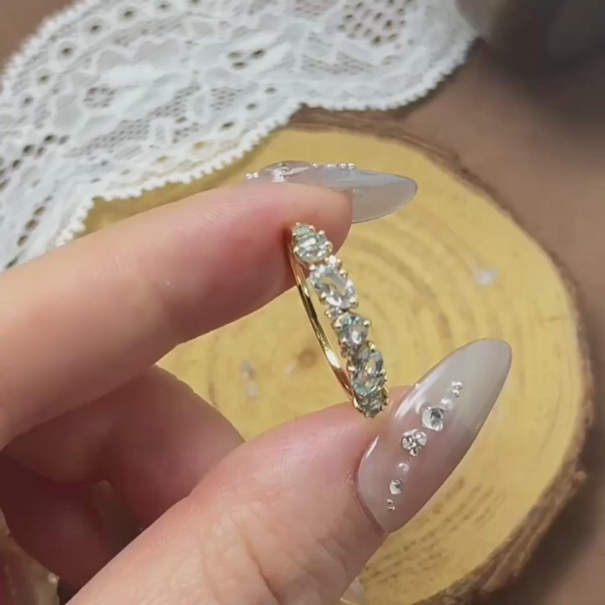 Blue Topaz Five Stone Ring