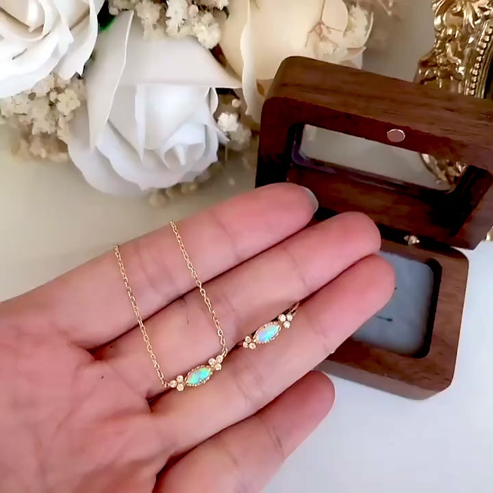 Opal Gemstone Necklace and Ring Set | HJZB-288