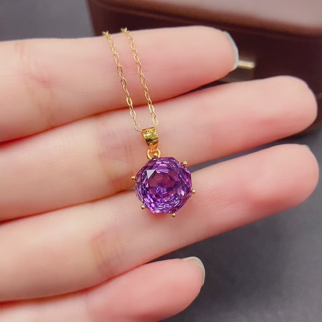 Hexagon Amethyst Gemstone Pendant