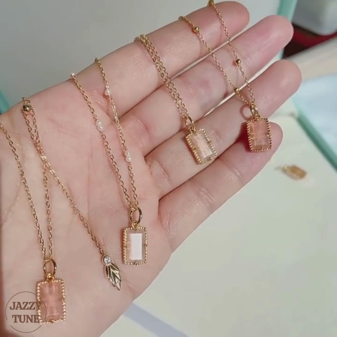 Vintage Orange Moonstone Pendant Necklace