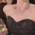 Multistrand Silver Tassel Chain Necklace