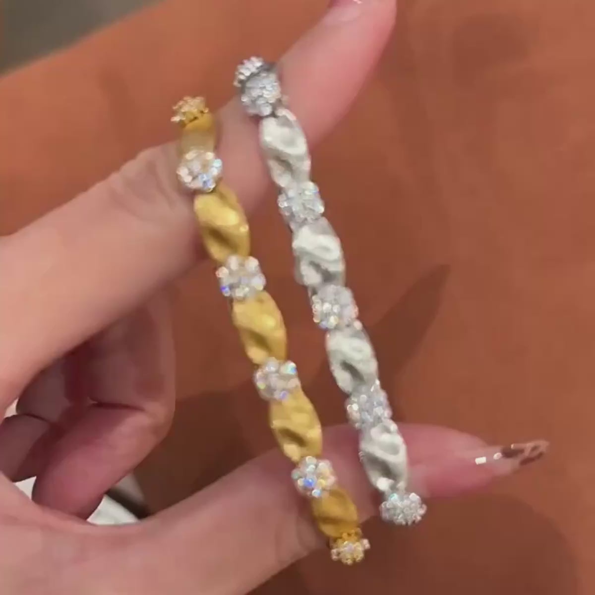 Luxury Dual Tone Brushed Ribbon Link Bracelet