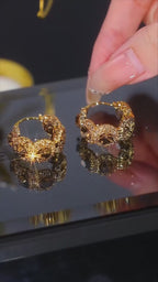 Sparkly Black Crystal Hoop Earrings | A7487