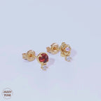 Asymmetric Red Garnet Rose Stud