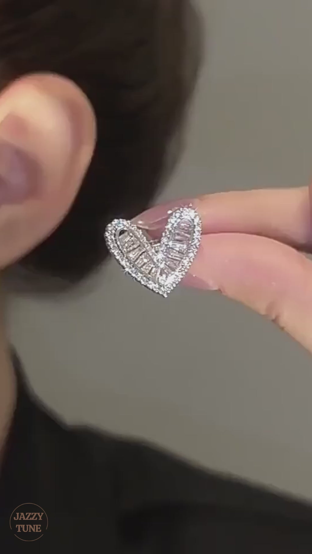 Silver Gold Bezel Heart No Pierced Ear Cuff