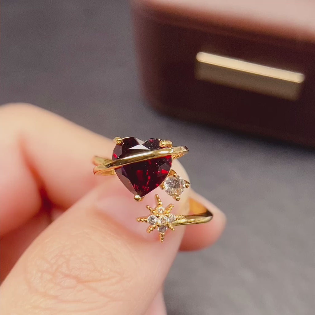 Planet Love Story Garnet Birthstone Ring