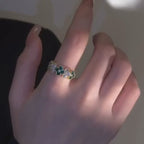 Gold Four Leaf Shamrock Adjustable Lucky Ring | R8541