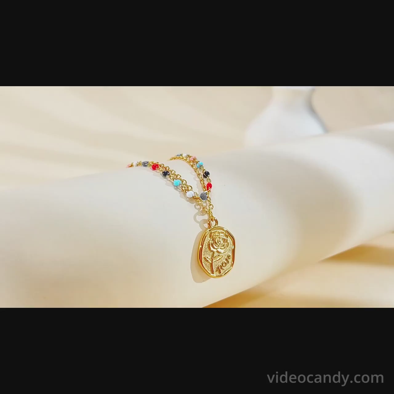 Gold Coin Layering Flower Seed Bead Chain Necklace | GX2310