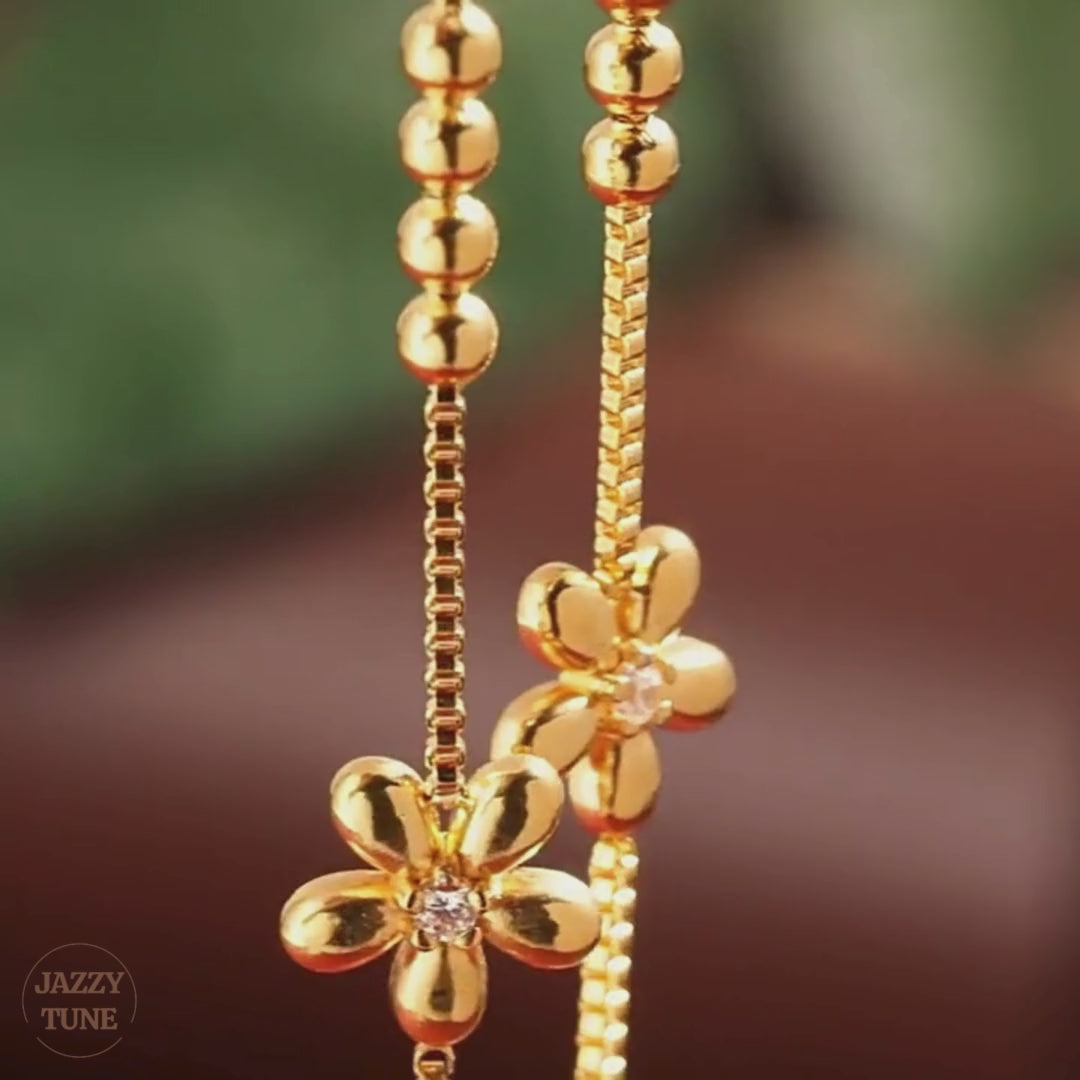 Floral Bead Bracelet Gold