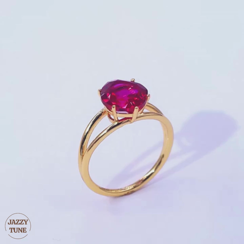 Red Corundum Solitaire Split Ring | R2986