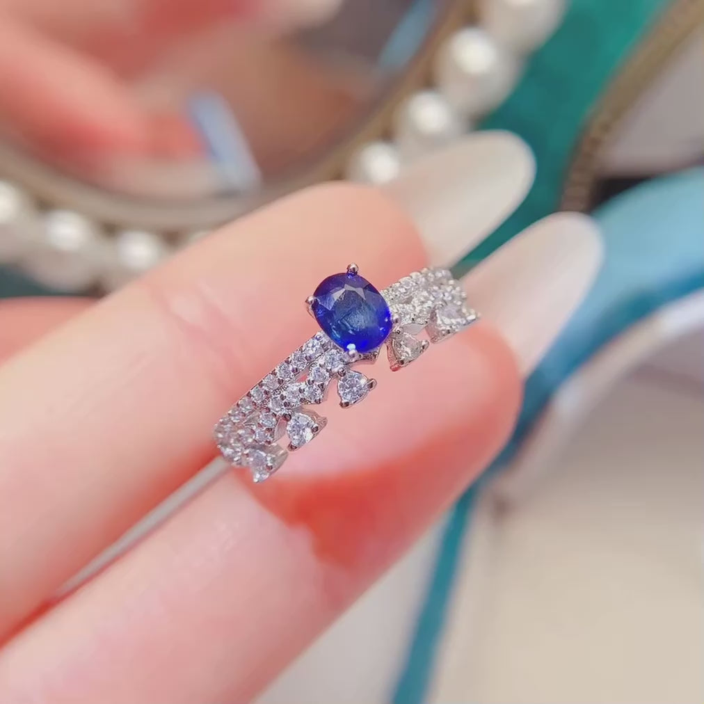 Sapphire September Pave Ring