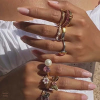 Fairy Pink Bow CZ Pearl Ring 