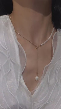 Elegant Freshwater Pearl Lariat Necklace | A8432