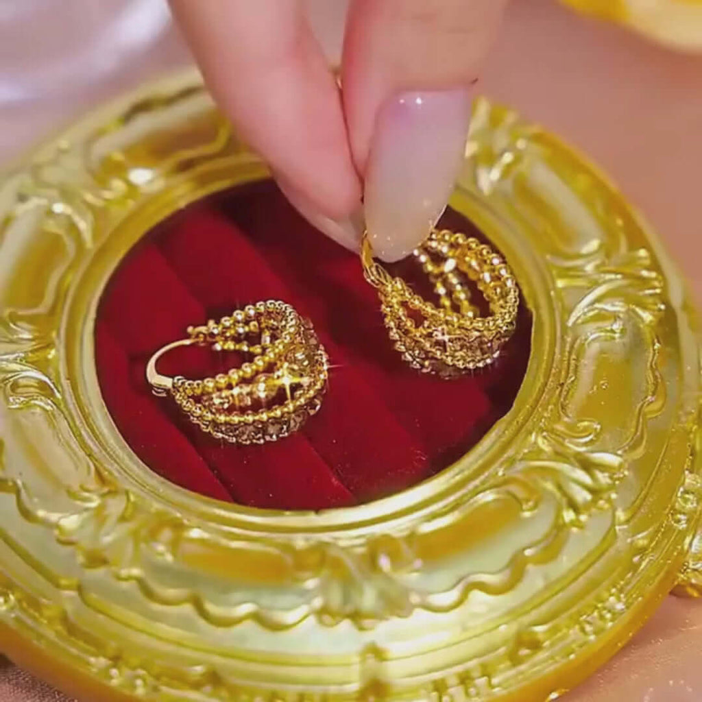 Hollow Basket French Hoop Earrings