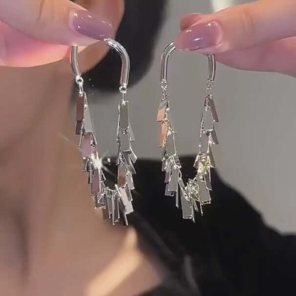 Stylish Geometric Tassel Hoop Earrings